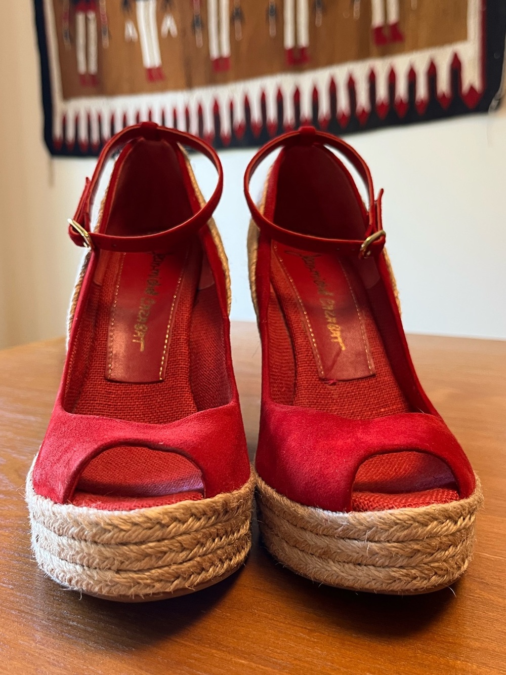 Jean-Michel Cazabat • Zulaka Espadrille Wedge Sandals • Red Suede • Size 38